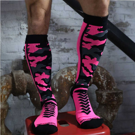 Breedwell Neo Camo Socks Neon Pink - FETCH