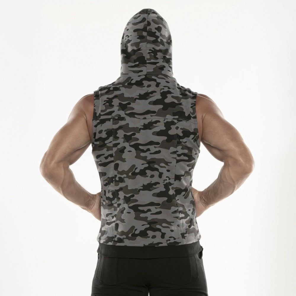 Code 22 Cargo Sleeveless Hoody Camo Grey