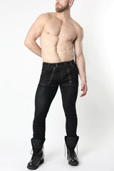 Cellblock 13 Slick Carpenter Denim Zipper Pant Black