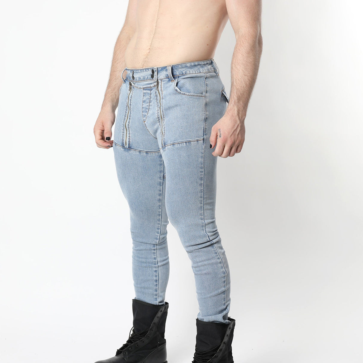 Cellblock 13 Slick Carpenter Denim Zipper Pant Light Blue