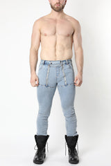 Cellblock 13 Slick Carpenter Denim Zipper Pant Light Blue