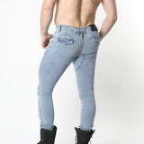 Cellblock 13 Slick Carpenter Denim Zipper Pant Light Blue