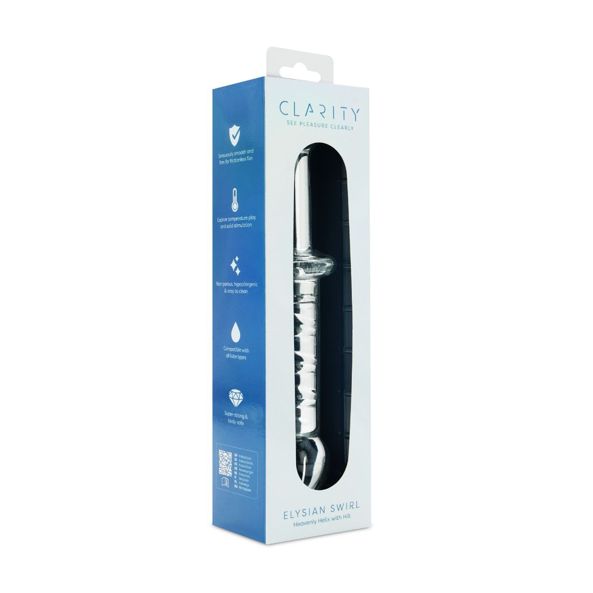 Clarity Elysian Swirl Glass Dildo 5.6 Inch