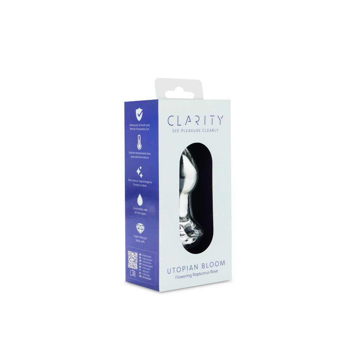 Clarity Utopian Bloom Glass Butt Plug 4.3 Inch
