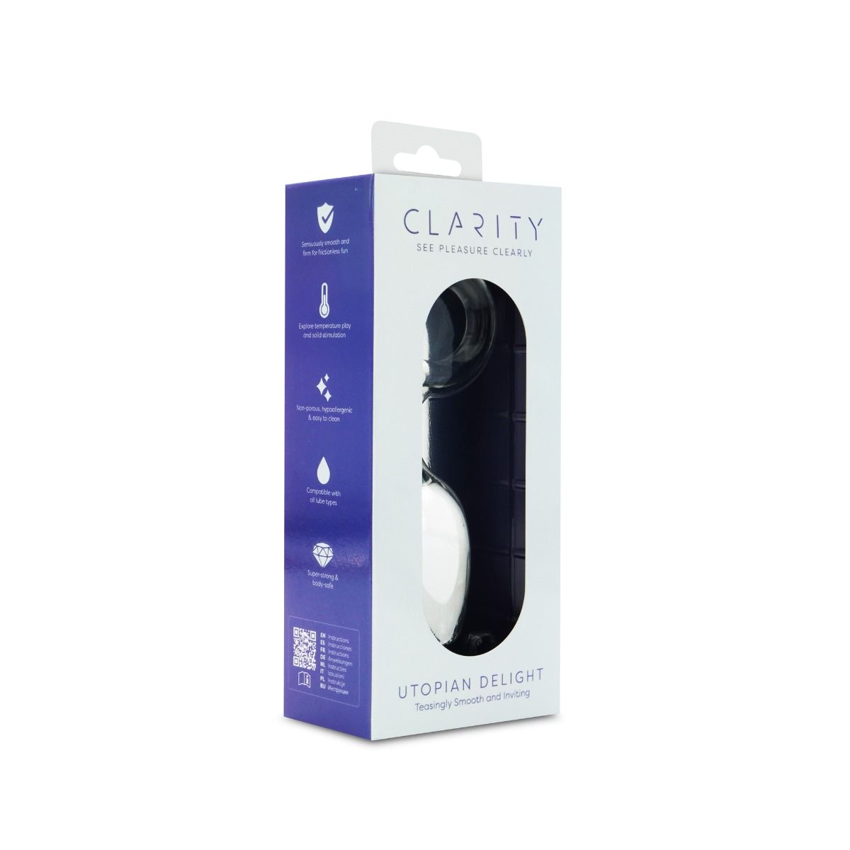 Clarity Utopian Delight Glass Butt Plug 3.5 Inch