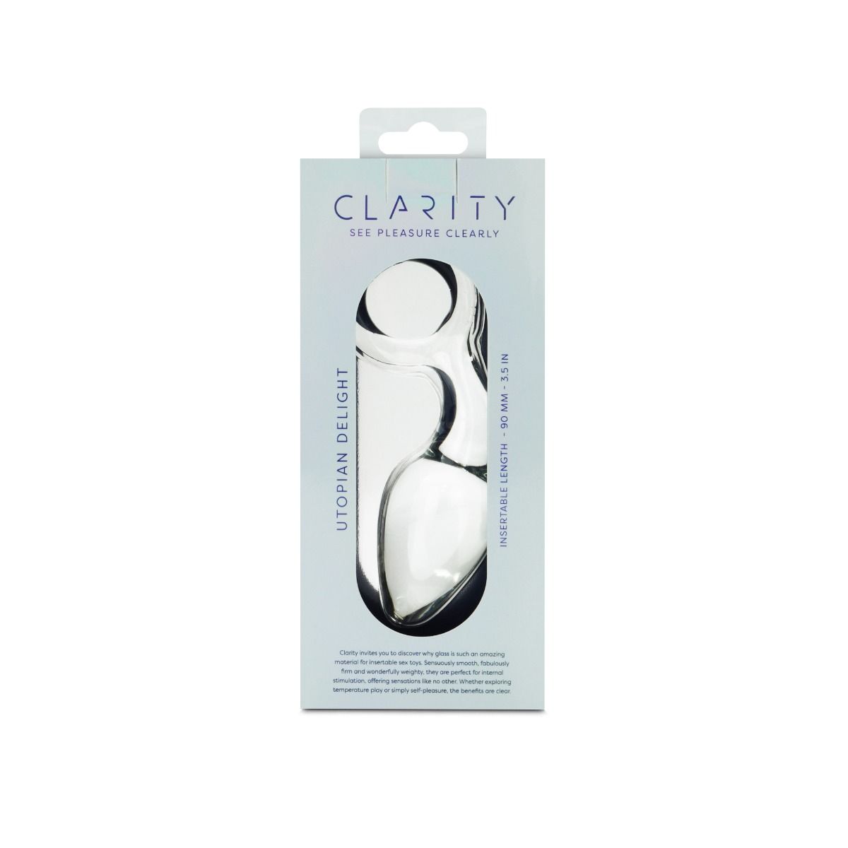 Clarity Utopian Delight Glass Butt Plug 3.5 Inch