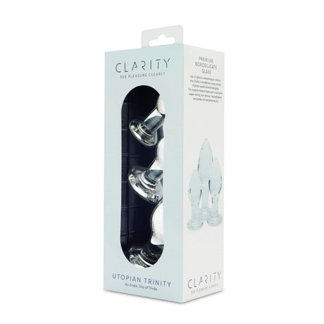 Clarity Utopian Trinity Glass Butt Plug Set