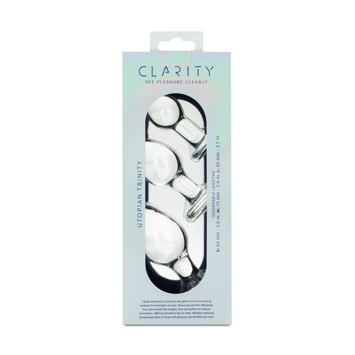 Clarity Utopian Trinity Glass Butt Plug Set