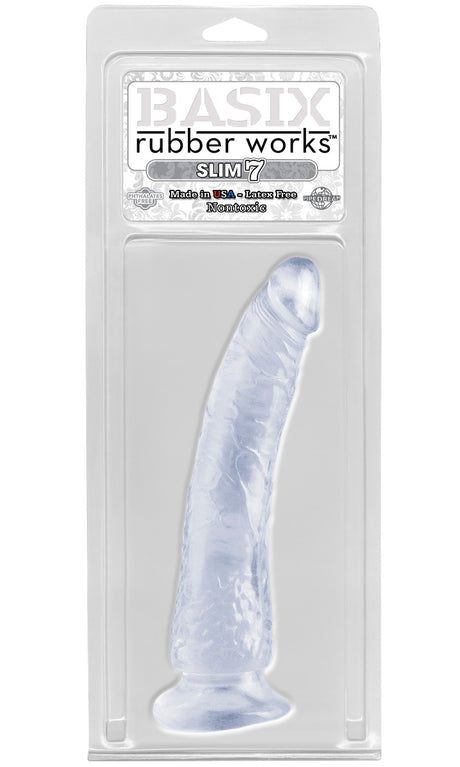 Pipedream Basix Rubber Works Slim 7 Inch Dildo With Suction Cup