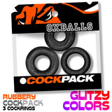 Oxballs Cockpack Cock Rings 3 Pack Black Mica