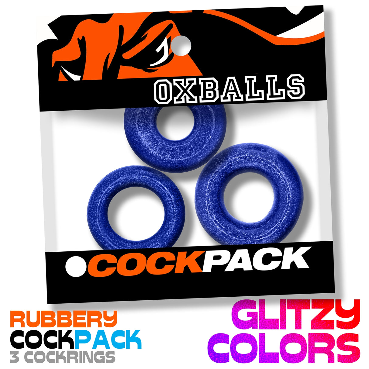 Oxballs Cockpack Cock Rings 3 Pack Blue Fire