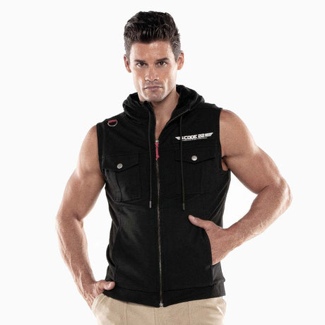 Code 22 Cargo Sleeveless Hoody Black