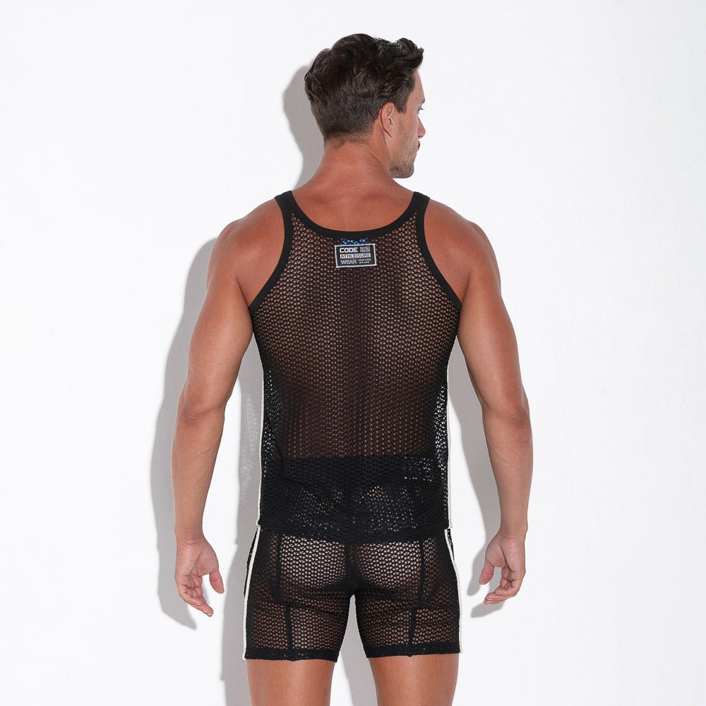 Code 22 Openwork Tank Top Black - FETCH