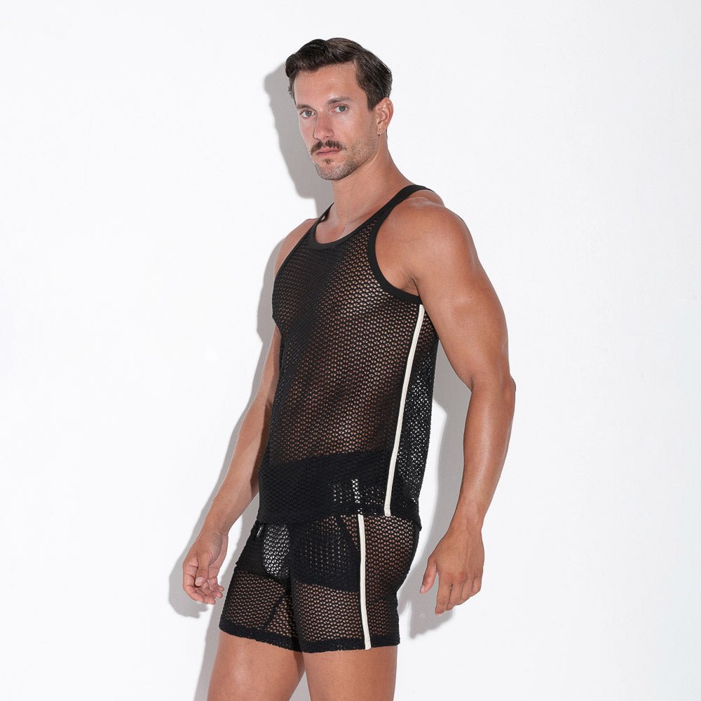Code 22 Openwork Tank Top Black - FETCH