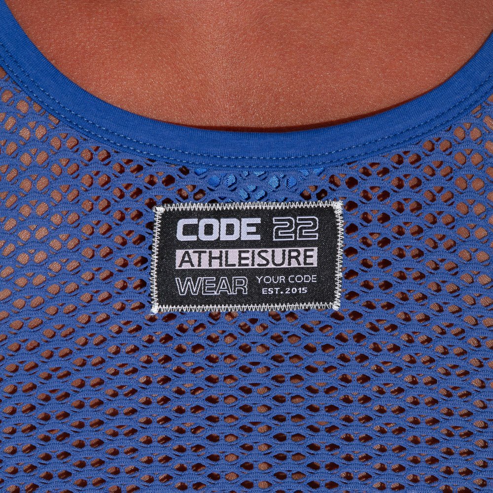 Code 22 Openwork Tank Top Steel Blue - FETCH