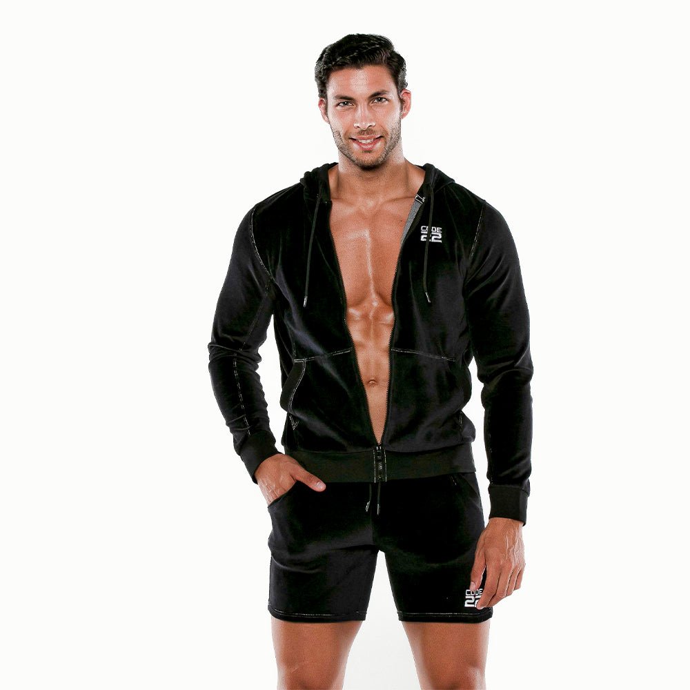 Code 22 Plush Velvet Hoody Black