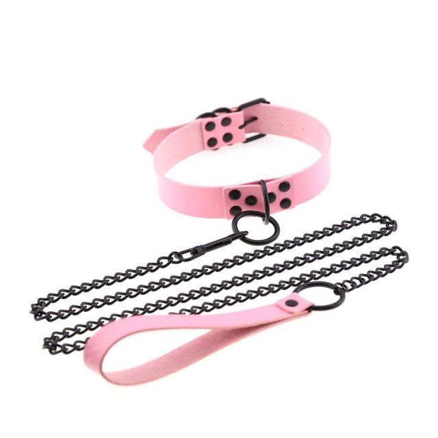 BASIXXX Show Collar and Leash Pink