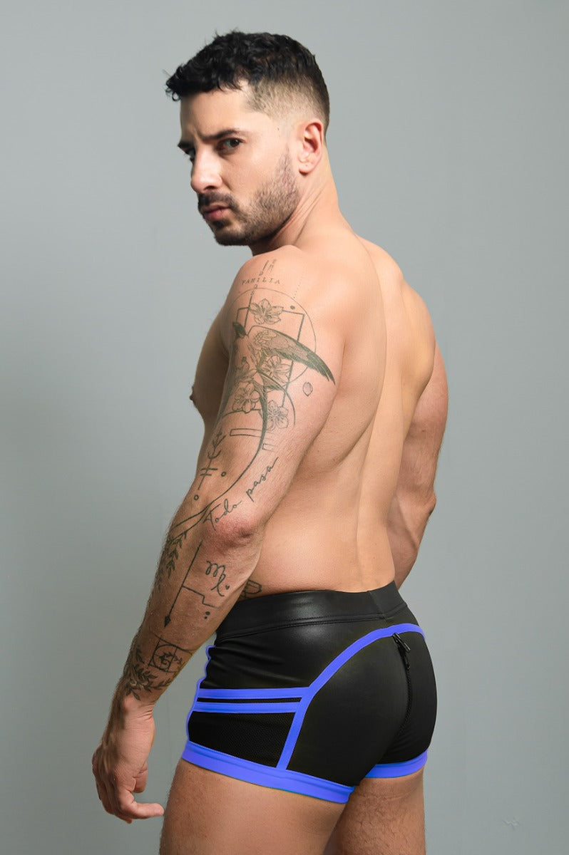 Dale Mas Biker + Pouch Shorts Black White Blue