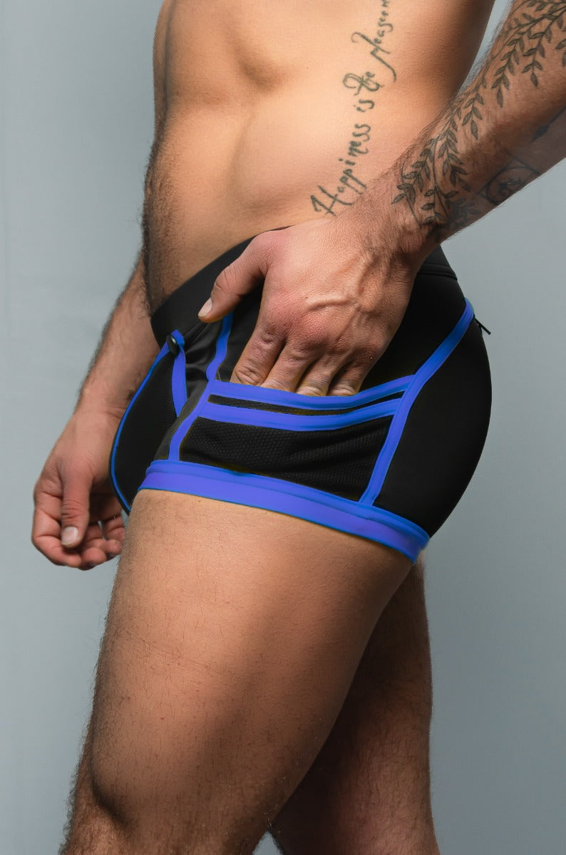 Dale Mas Biker + Pouch Shorts Black White Blue