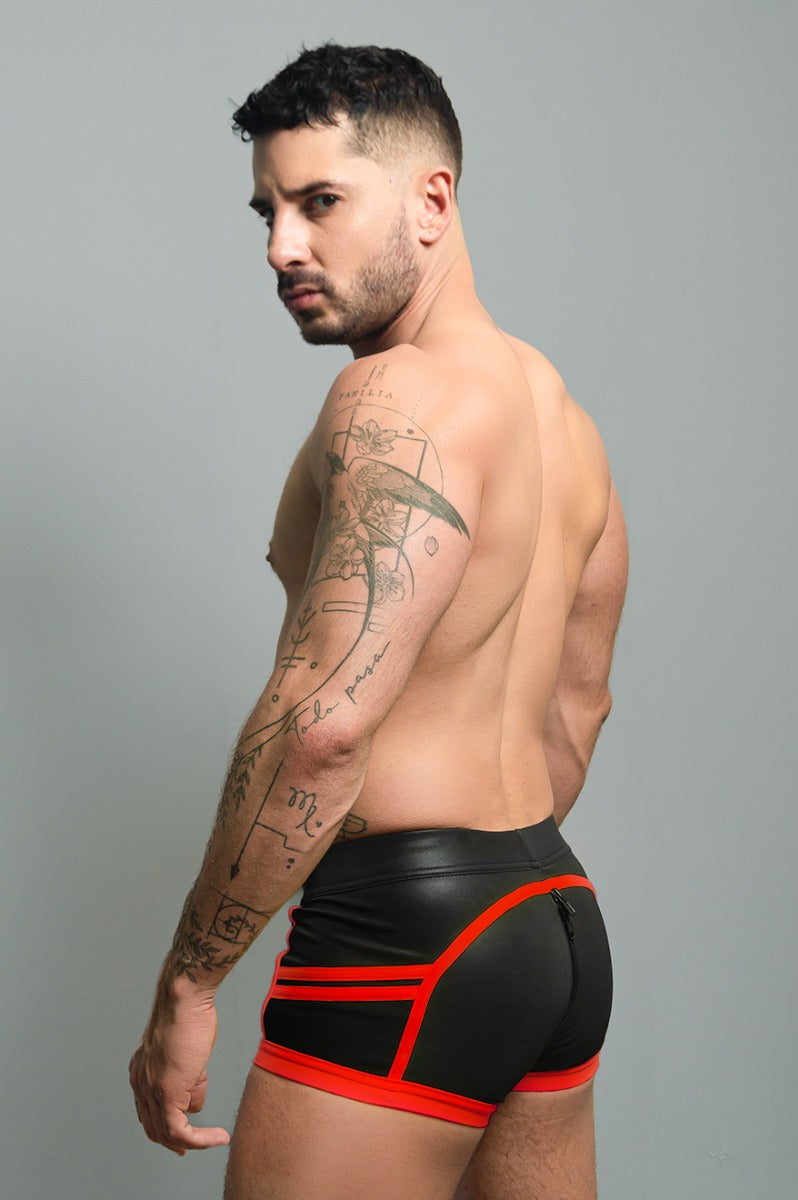 Dale Mas Biker + Pouch Shorts Black White Red