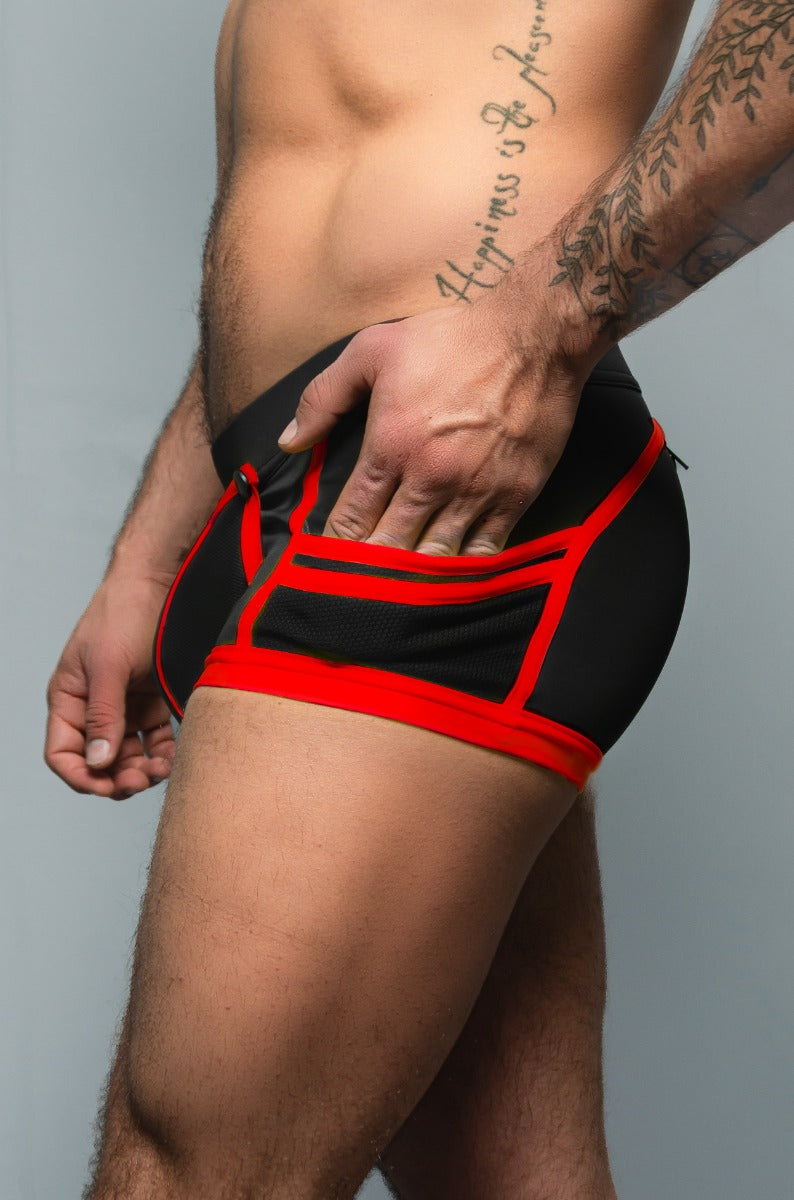 Dale Mas Biker + Pouch Shorts Black White Red