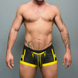 Dale Mas Biker + Pouch Shorts Black White Yellow