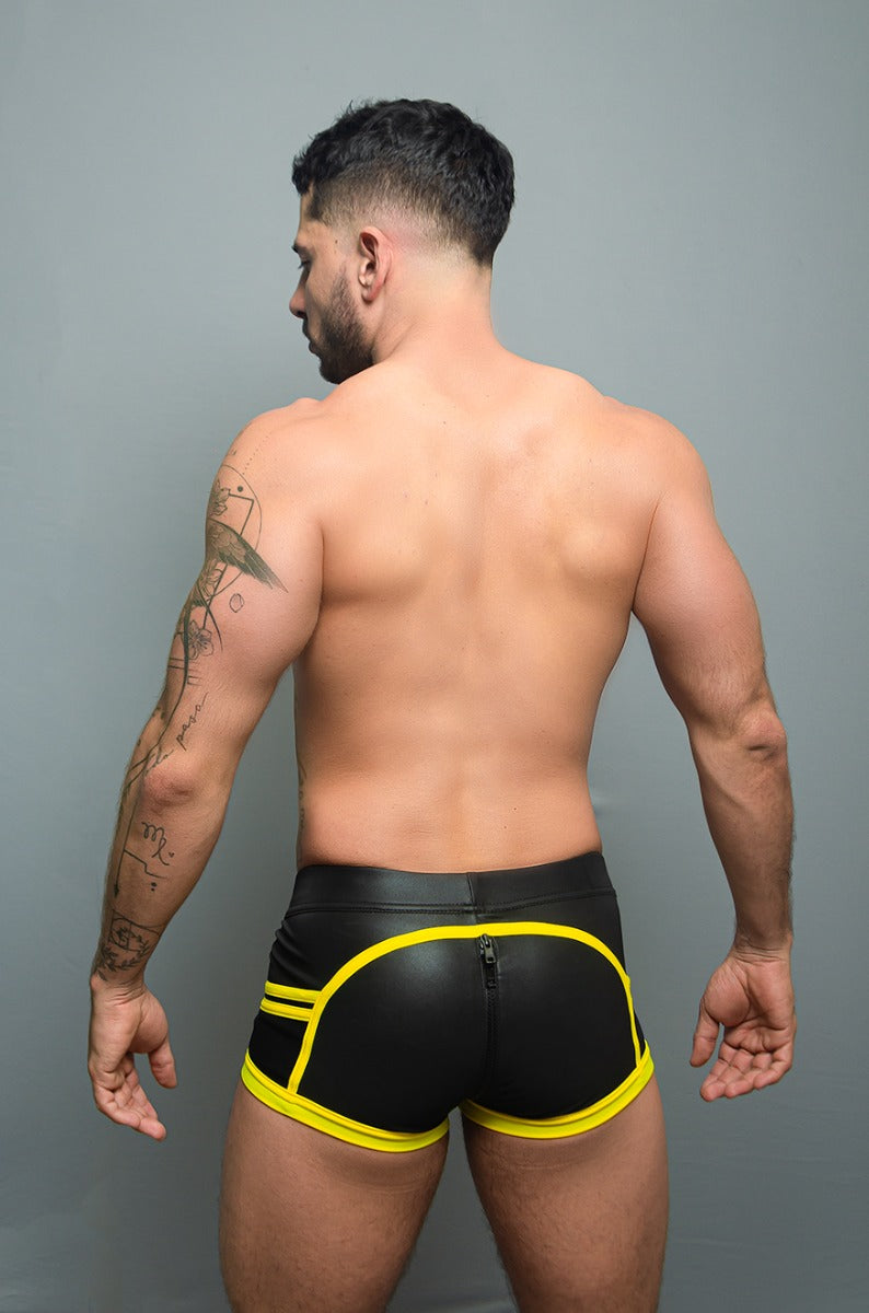 Dale Mas Biker + Pouch Shorts Black White Yellow