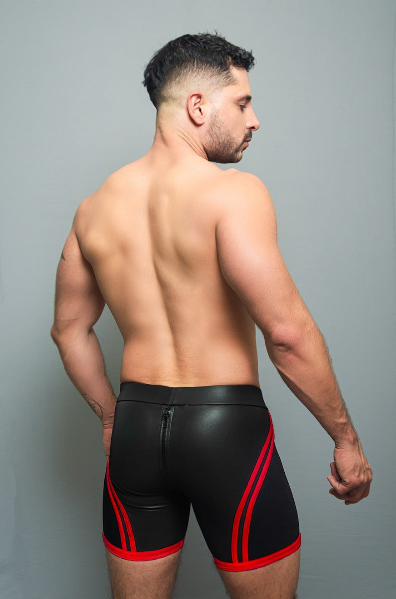 Dale Mas Biker + Skin Bike Zipper Shorts Black Red