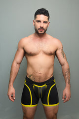 Dale Mas Biker + Skin Bike Zipper Shorts Black Yellow