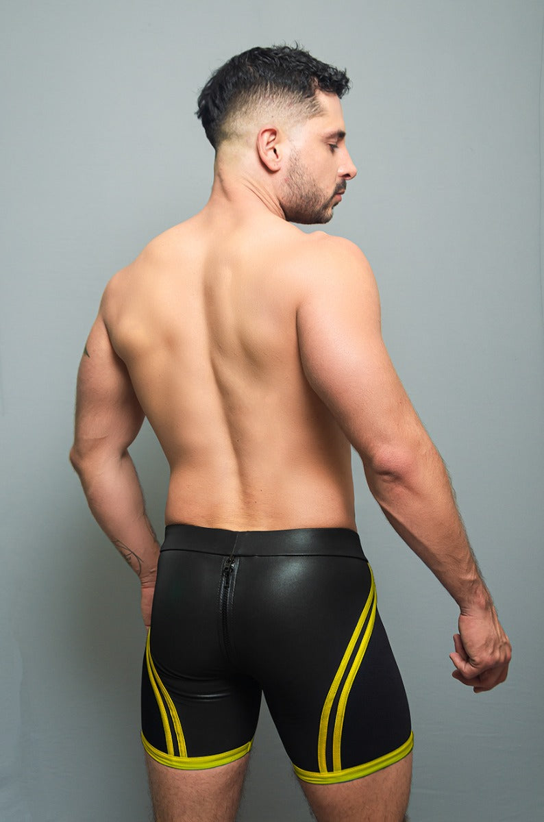 Dale Mas Biker + Skin Bike Zipper Shorts Black Yellow