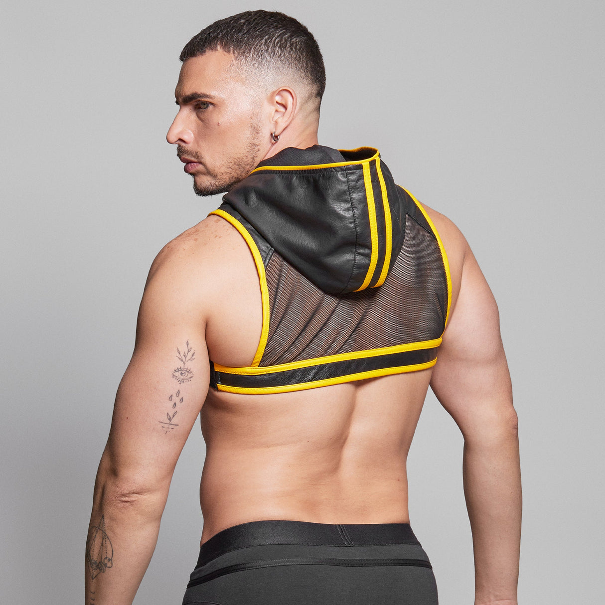 Dale Mas Biker + Hoodie Crop Top Black Yellow - FETCH