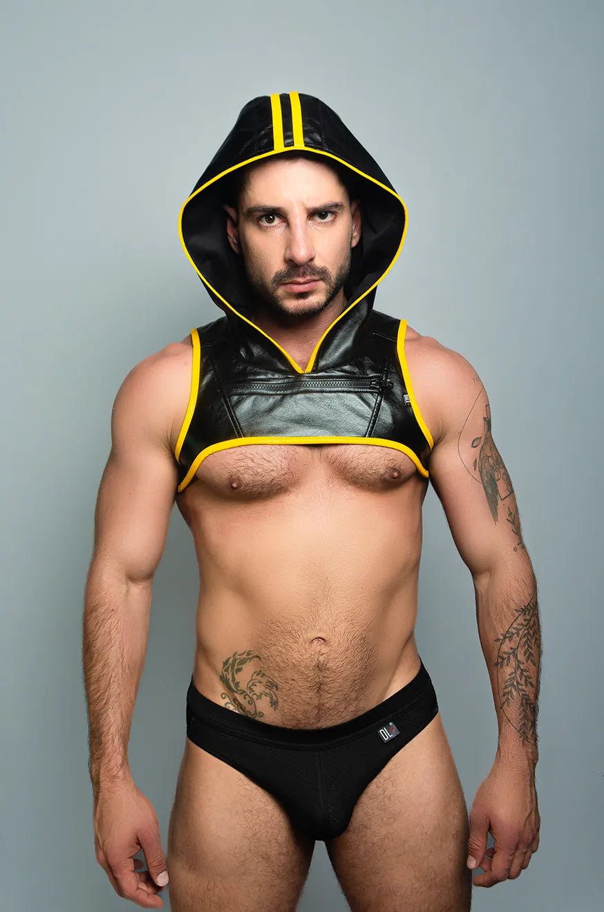 Dale Mas Biker + Hoodie Crop Top Black Yellow - FETCH