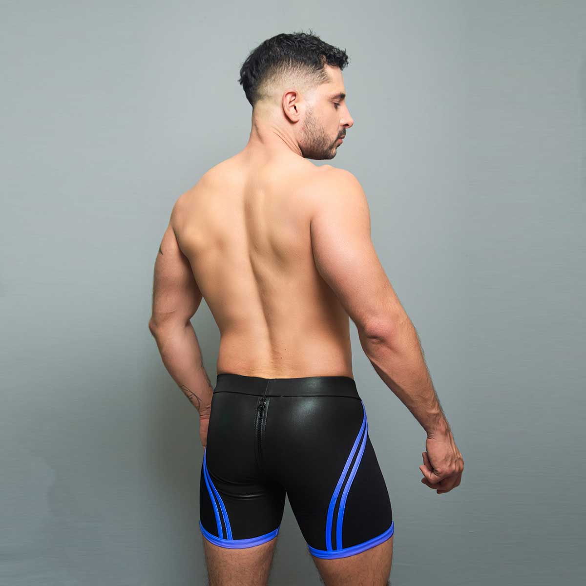 Dale Mas Biker + Skin Bike Zipper Shorts Black Blue
