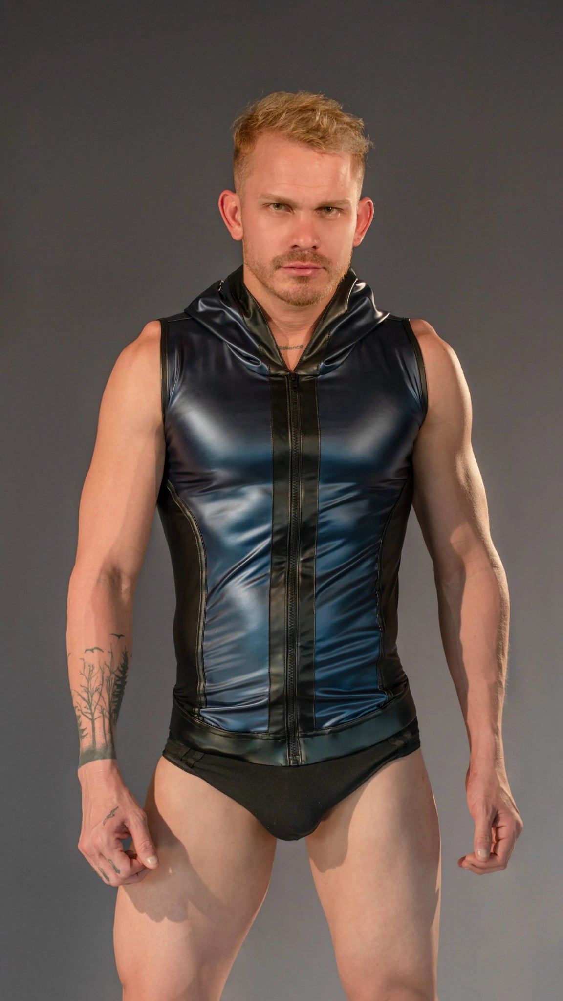 Dale Mas Rebel Hoodie Vest Blue Black - FETCH