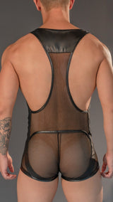 Dale Mas Rebel Mesh Wrestler Singlet Black