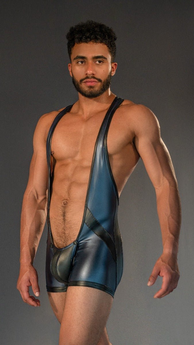 Dale Mas Rebel Wrestler Singlet Blue Black