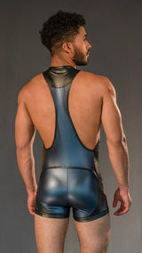 Dale Mas Rebel Wrestler Singlet Blue Black