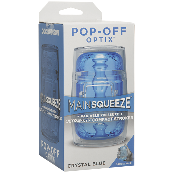 Doc Johnson Main Squeeze Pop Off Optix Crystal Blue Masturbator
