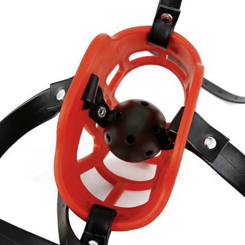 ruff GEAR Silicone Bulldog Muzzle and Ball Gag Black Red