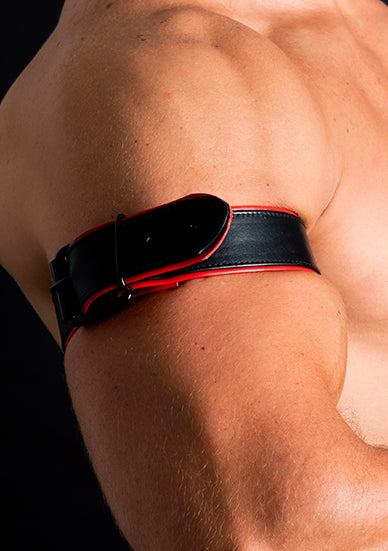 ruff GEAR Double Tone Leather Bicep Strap Red Black