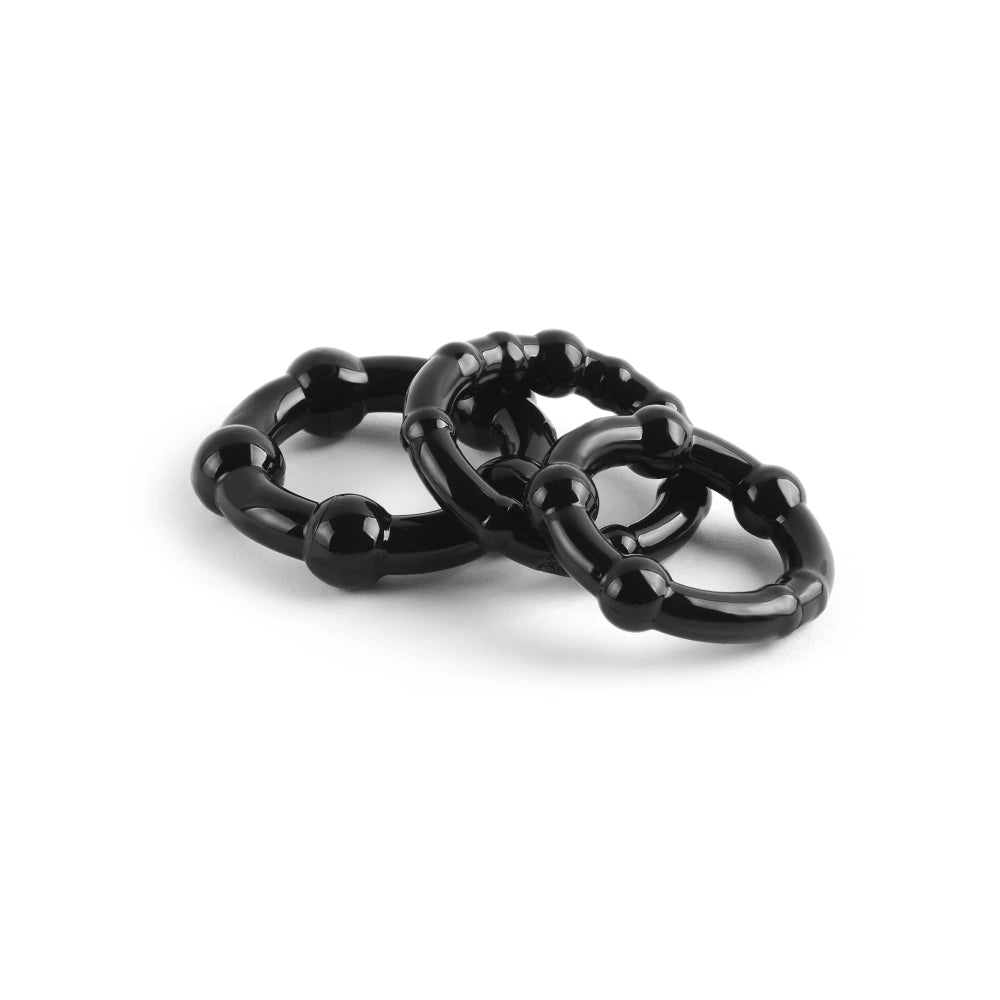Donut Triple Stamina Cock Ring Set Black