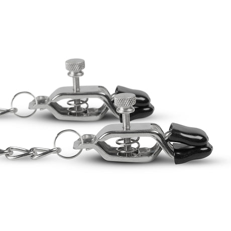 EasyToys Big Nipple Clamps with Chain Silver