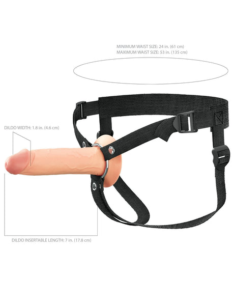 Fantasy X Tensions Elite Dual Density Silicone Hollow Strap On 7 Inch Light - FETCH