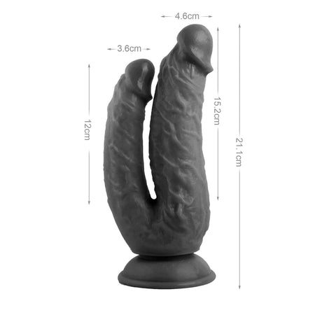 Mr. Rude Double Penetrator Dildo 8.3" Black
