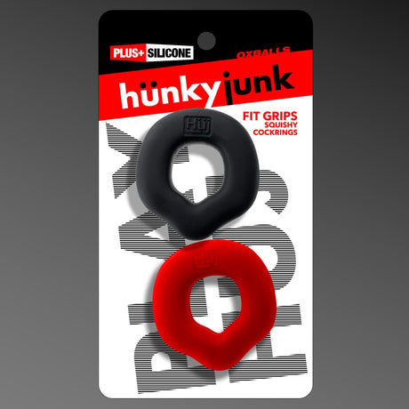 Hunkyjunk Fit Grips 2 Pack Cockrings Black Red