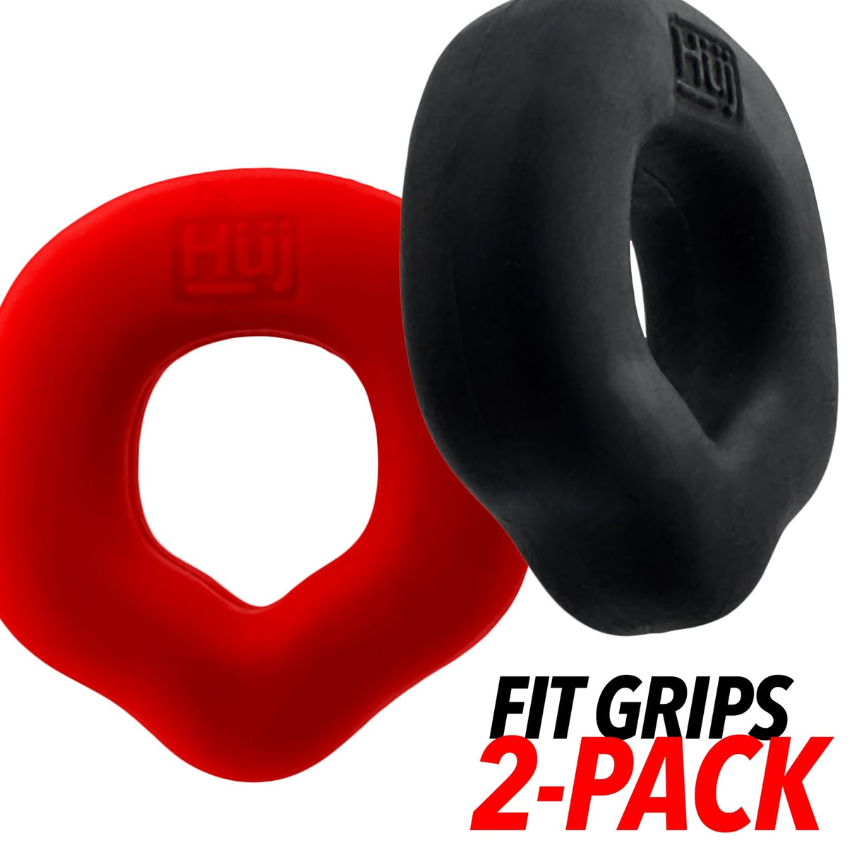 Hunkyjunk Fit Grips 2 Pack Cockrings Black Red