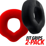 Hunkyjunk Fit Grips 2 Pack Cockrings Black Red