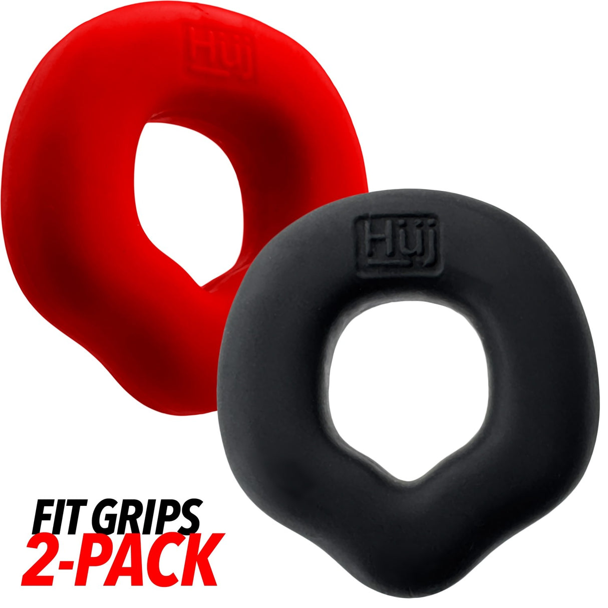 Hunkyjunk Fit Grips 2 Pack Cockrings Black Red