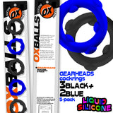 Oxballs Gearheads Cock Rings 5 Pack Blue Black