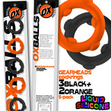 Oxballs Gearheads Cock Rings 5 Pack Orange Black